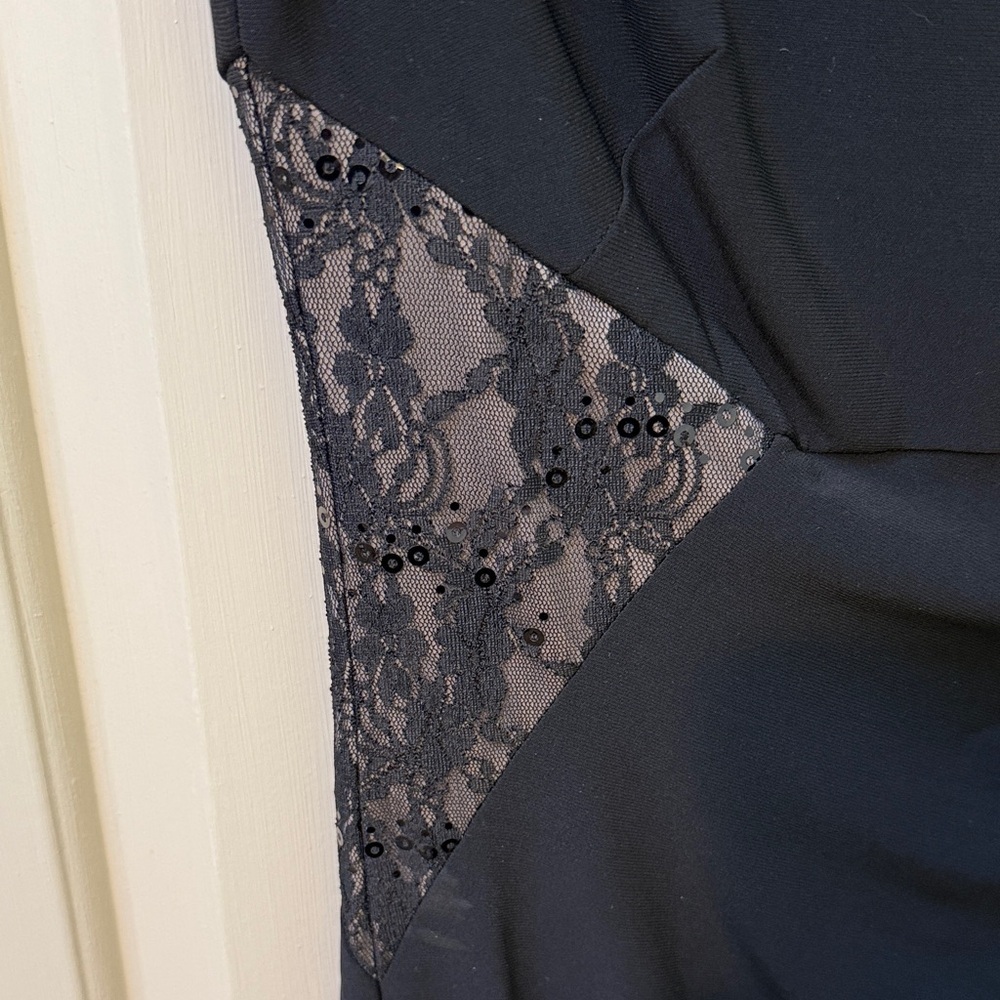 Chaps Black Midi Dress with Lace Accents - Picture 4 of 6